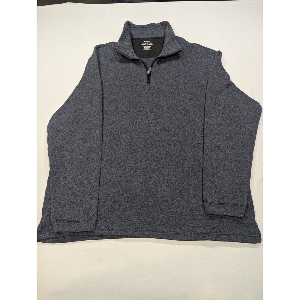 Haggar Cool 18 TEC Mens 3XLT Gray Quarter Zip Fleece Pullover Stretch